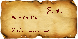 Paor Anilla névjegykártya